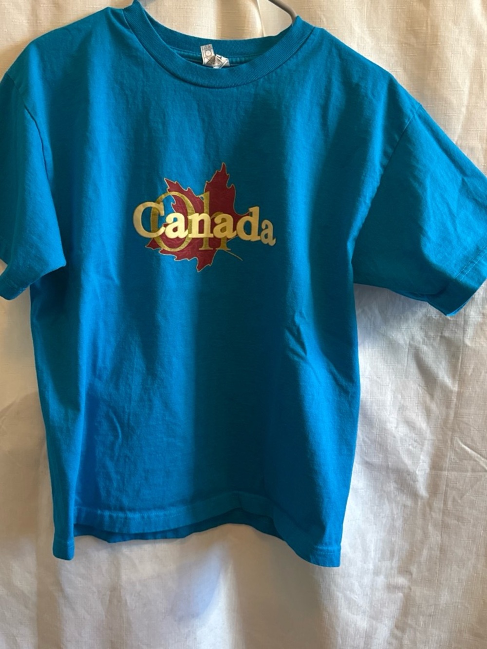 Alstyle Canada Graphic Tee in Teal Blue with Red Leaf adult small #7